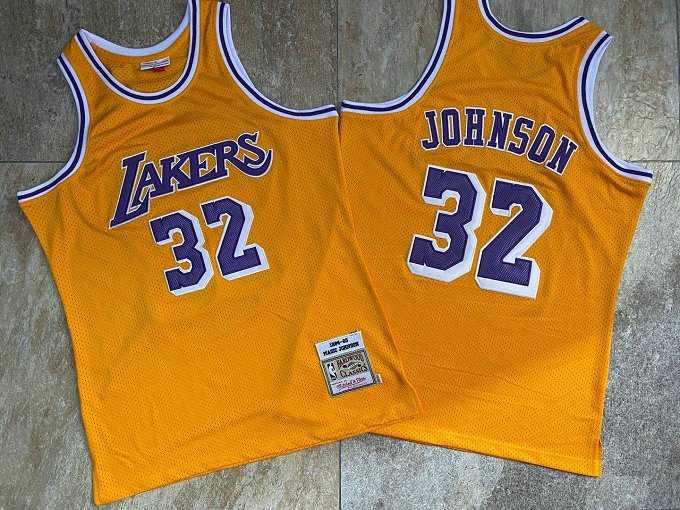 Lakers 32 Magic Johnson Yellow 1984-85 Hardwood Classics Jersey Mixiu,We sell and wholesale Lakers 32 Magic Johnson Yellow 1984-85 Hardwood Classics Jersey Mixiu on line form chian!